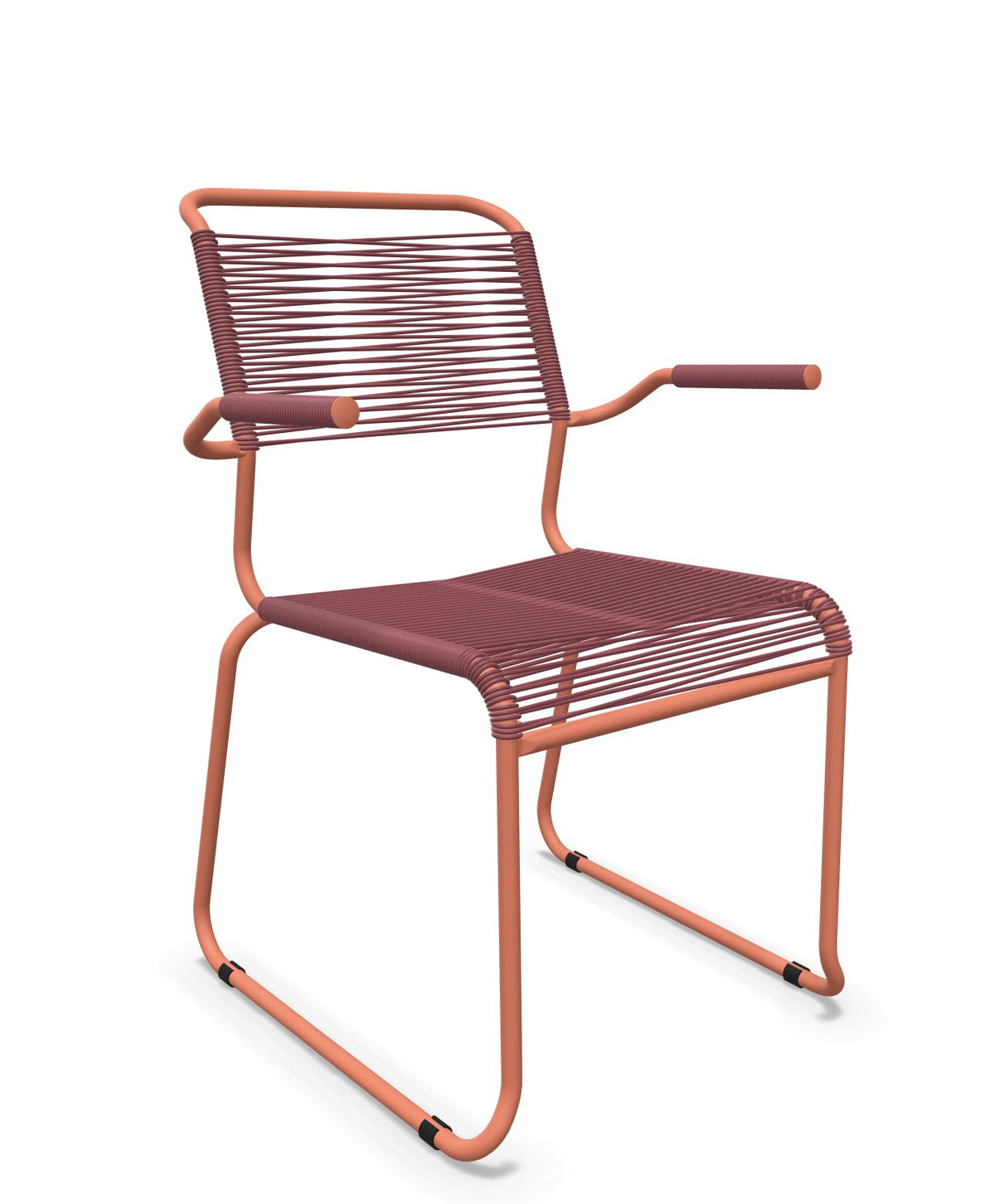 Schaffner Säntis Fauteuil repas Spaghetti pieds en luge Bordeaux 38 Terracotta 84 