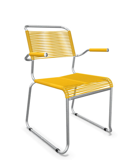 Schaffner Säntis Fauteuil repas Spaghetti pieds en luge Jaune 11 Galvanisé à chaud 02 