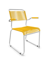 Schaffner Säntis Fauteuil repas Spaghetti pieds en luge Jaune 11 Gris Argent 78 