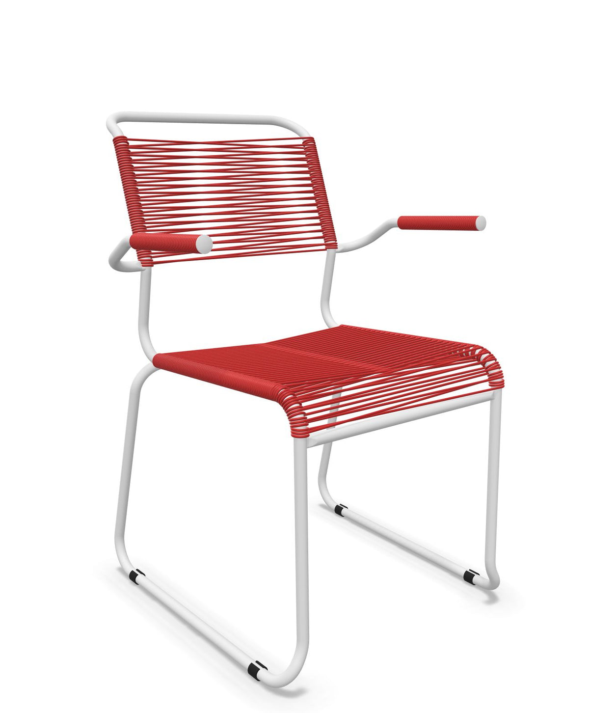 Schaffner Säntis Fauteuil repas Spaghetti pieds en luge Rouge 30 Blanc 90 