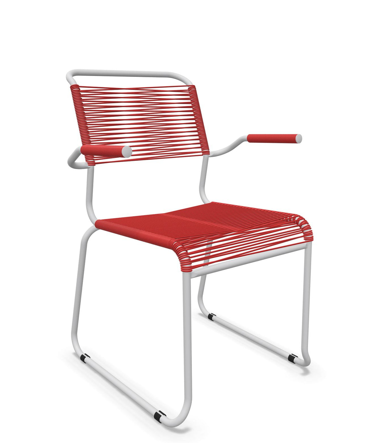 Schaffner Säntis Fauteuil repas Spaghetti pieds en luge Rouge 30 Gris Argent 78 