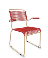 Schaffner Säntis Fauteuil repas Spaghetti pieds en luge Rouge 30 Marron Pastel 83 