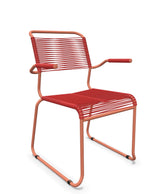 Schaffner Säntis Fauteuil repas Spaghetti pieds en luge Rouge 30 Terracotta 84 
