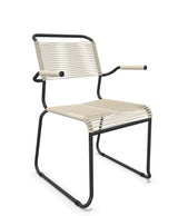 Schaffner Säntis Fauteuil repas Spaghetti pieds en luge Sable Pastel 15 Anthracite 77 