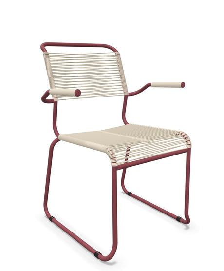 Schaffner Säntis Fauteuil repas Spaghetti pieds en luge Sable Pastel 15 Bordeaux 38 