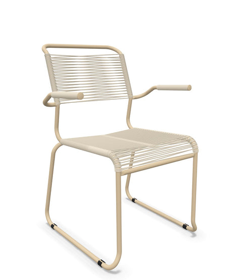 Schaffner Säntis Fauteuil repas Spaghetti pieds en luge Sable Pastel 15 Marron Pastel 83 