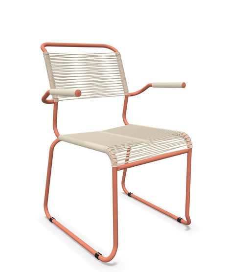 Schaffner Säntis Fauteuil repas Spaghetti pieds en luge Sable Pastel 15 Terracotta 84 