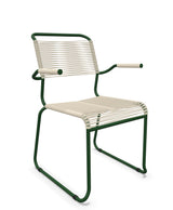 Schaffner Säntis Fauteuil repas Spaghetti pieds en luge Sable Pastel 15 Vert Sapin 66 