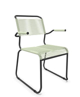 Schaffner Säntis Fauteuil repas Spaghetti pieds en luge Vert Pastel 64 Anthracite 77 