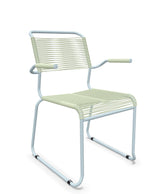 Schaffner Säntis Fauteuil repas Spaghetti pieds en luge Vert Pastel 64 Bleu Pastel 51 