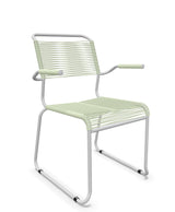Schaffner Säntis Fauteuil repas Spaghetti pieds en luge Vert Pastel 64 Gris Argent 78 
