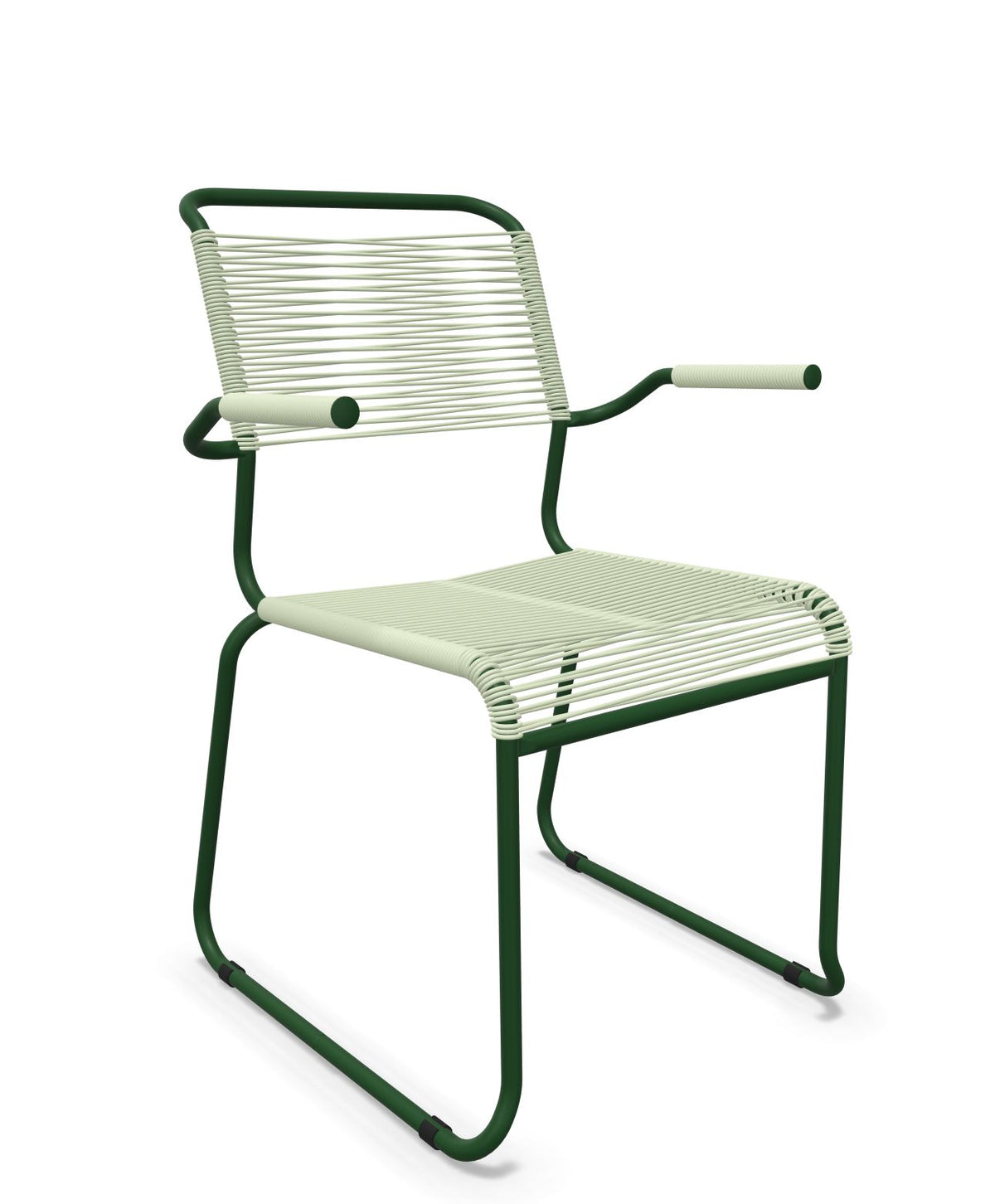 Schaffner Säntis Fauteuil repas Spaghetti pieds en luge Vert Pastel 64 Vert Sapin 66 