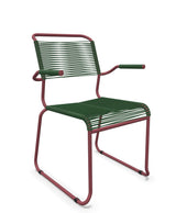 Schaffner Säntis Fauteuil repas Spaghetti pieds en luge Vert Sapin 66 Bordeaux 38 