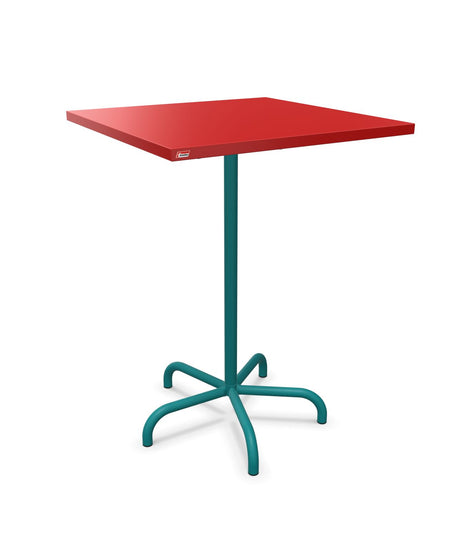Schaffner Säntis Table haute rabattable 80x80cm h:110cm Rouge 30 Bleu Kali 56 
