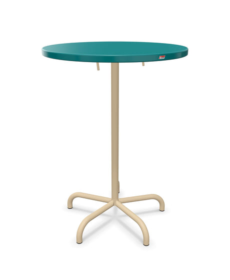 Schaffner Säntis Table haute rabattable ronde Ø80cm h:110cm Bleu Kali 56 Marron Pastel 83 