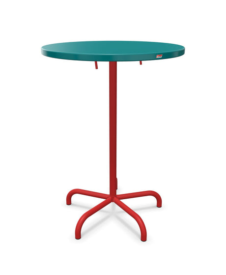Schaffner Säntis Table haute rabattable ronde Ø80cm h:110cm Bleu Kali 56 Rouge 30 
