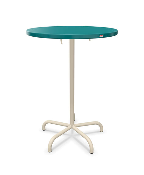Schaffner Säntis Table haute rabattable ronde Ø80cm h:110cm Bleu Kali 56 Sable Pastel 15 