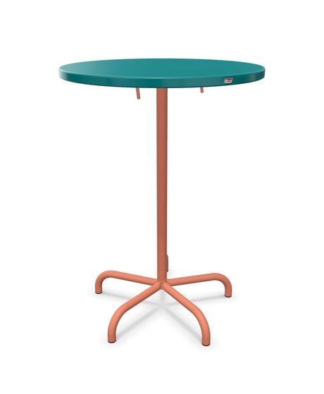 Schaffner Säntis Table haute rabattable ronde Ø80cm h:110cm Bleu Kali 56 Terracotta 84 