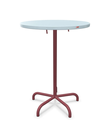 Schaffner Säntis Table haute rabattable ronde Ø80cm h:110cm Bleu Pastel 51 Bordeaux 38 