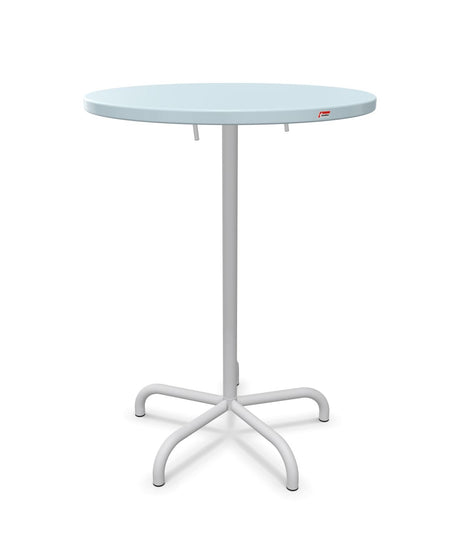 Schaffner Säntis Table haute rabattable ronde Ø80cm h:110cm Bleu Pastel 51 Gris Argent 78 