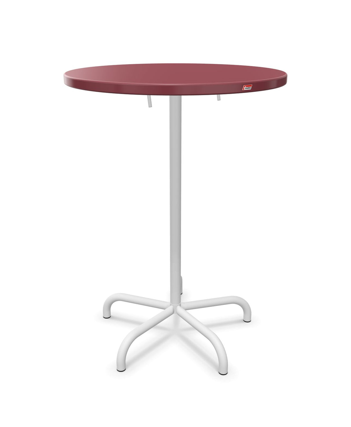 Schaffner Säntis Table haute rabattable ronde Ø80cm h:110cm Bordeaux 38 Blanc 90 