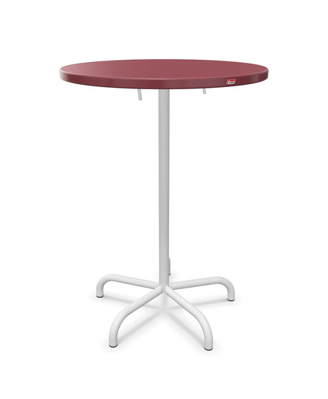 Schaffner Säntis Table haute rabattable ronde Ø80cm h:110cm Bordeaux 38 Blanc 90 