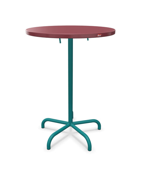 Schaffner Säntis Table haute rabattable ronde Ø80cm h:110cm Bordeaux 38 Bleu Kali 56 