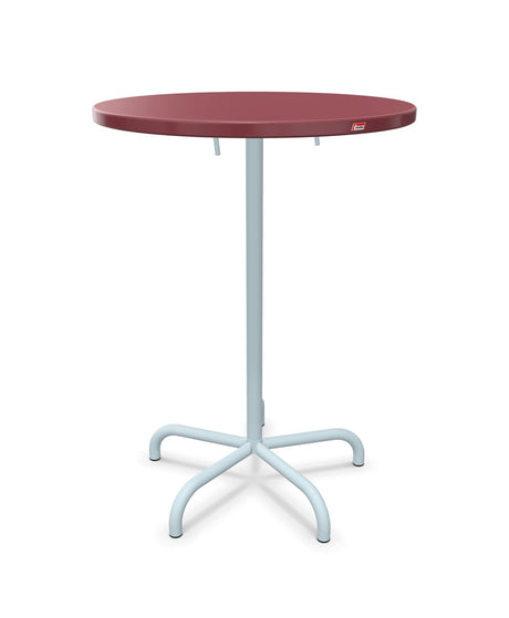 Schaffner Säntis Table haute rabattable ronde Ø80cm h:110cm Bordeaux 38 Bleu Pastel 51 