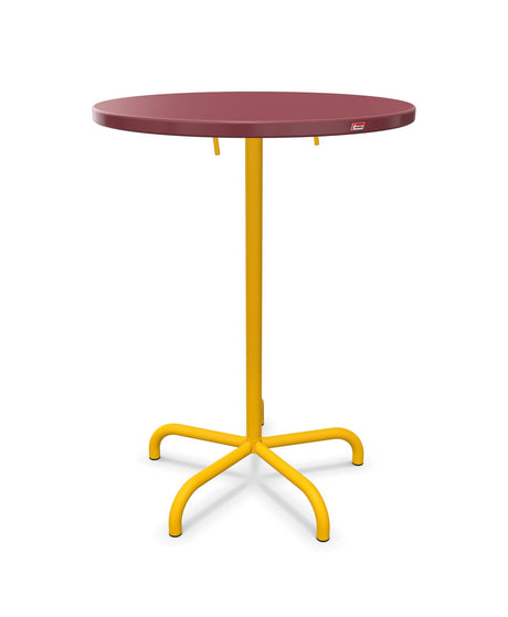 Schaffner Säntis Table haute rabattable ronde Ø80cm h:110cm Bordeaux 38 Jaune 11 
