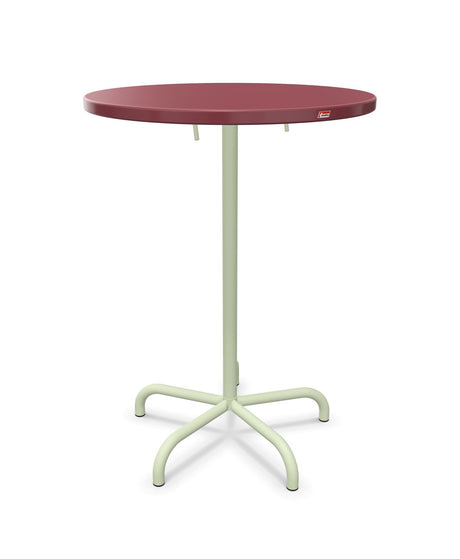 Schaffner Säntis Table haute rabattable ronde Ø80cm h:110cm Bordeaux 38 Vert Pastel 64 