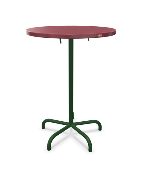 Schaffner Säntis Table haute rabattable ronde Ø80cm h:110cm Bordeaux 38 Vert Sapin 66 