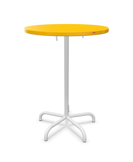 Schaffner Säntis Table haute rabattable ronde Ø80cm h:110cm Jaune 11 Blanc 90 
