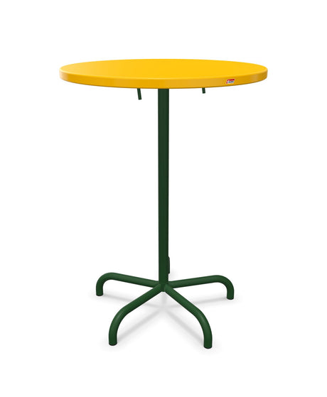 Schaffner Säntis Table haute rabattable ronde Ø80cm h:110cm Jaune 11 Vert Sapin 66 