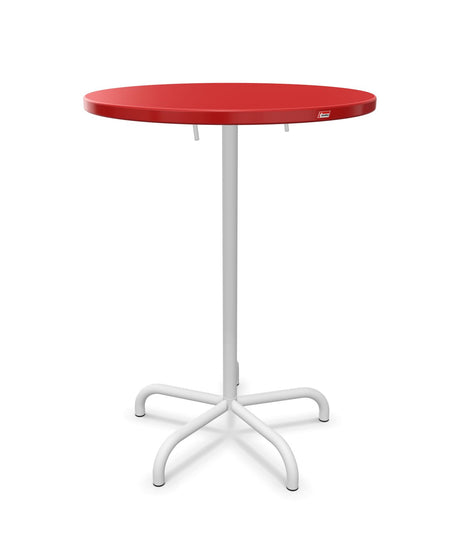 Schaffner Säntis Table haute rabattable ronde Ø80cm h:110cm Rouge 30 Blanc 90 