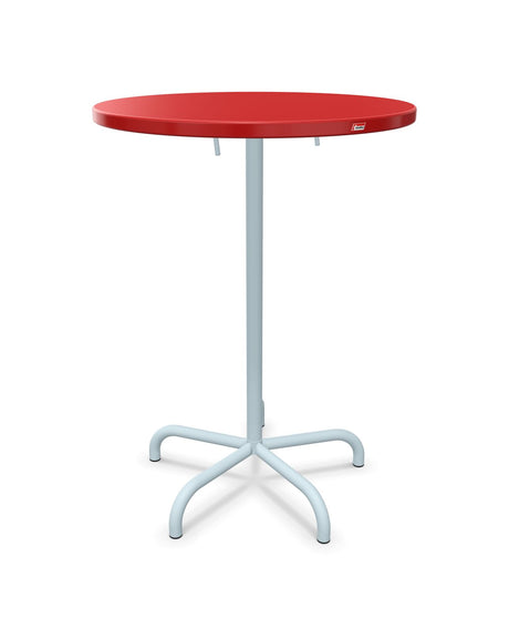 Schaffner Säntis Table haute rabattable ronde Ø80cm h:110cm Rouge 30 Bleu Pastel 51 