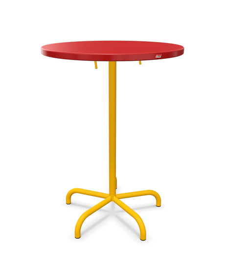 Schaffner Säntis Table haute rabattable ronde Ø80cm h:110cm Rouge 30 Jaune 11 