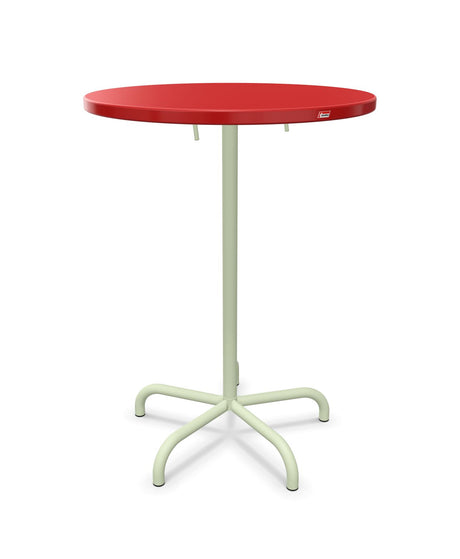 Schaffner Säntis Table haute rabattable ronde Ø80cm h:110cm Rouge 30 Vert Pastel 64 