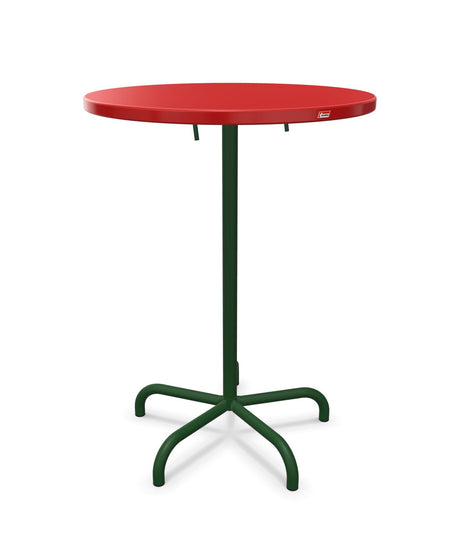 Schaffner Säntis Table haute rabattable ronde Ø80cm h:110cm Rouge 30 Vert Sapin 66 
