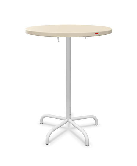 Schaffner Säntis Table haute rabattable ronde Ø80cm h:110cm Sable Pastel 15 Blanc 90 