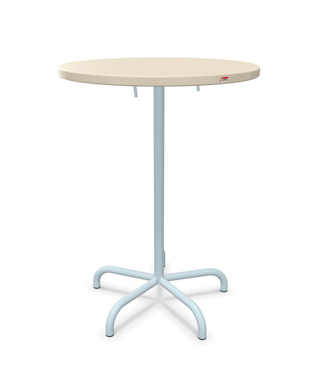 Schaffner Säntis Table haute rabattable ronde Ø80cm h:110cm Sable Pastel 15 Bleu Pastel 51 