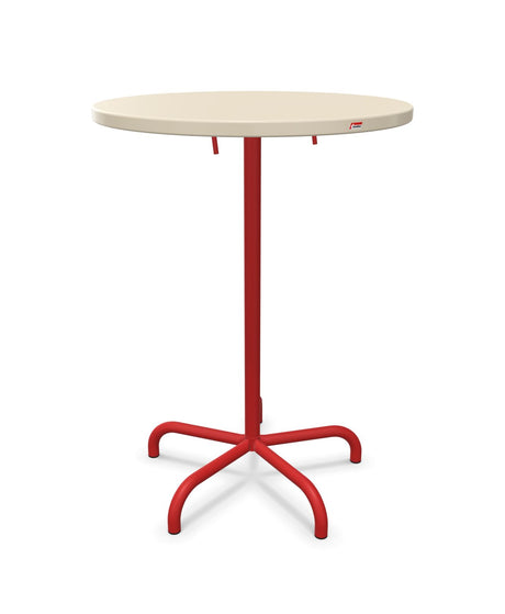 Schaffner Säntis Table haute rabattable ronde Ø80cm h:110cm Sable Pastel 15 Rouge 30 