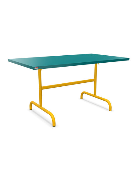 Schaffner Säntis Table repas rabattable 140x80cm Bleu Kali 56 Jaune 11 