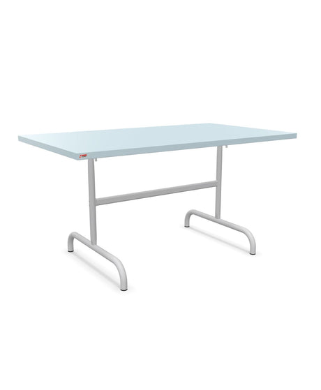 Schaffner Säntis Table repas rabattable 140x80cm Bleu Pastel 51 Gris Argent 78 