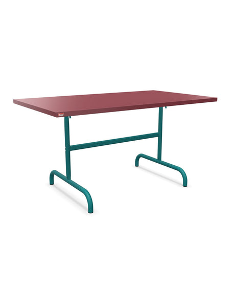 Schaffner Säntis Table repas rabattable 140x80cm Bordeaux 38 Bleu Kali 56 