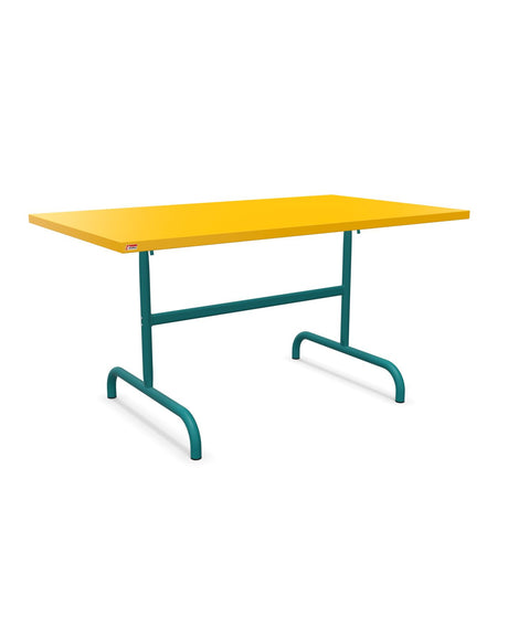 Schaffner Säntis Table repas rabattable 140x80cm Jaune 11 Bleu Kali 56 
