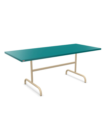 Schaffner Säntis Table repas rabattable 180x80cm Bleu Kali 56 Marron Pastel 83 