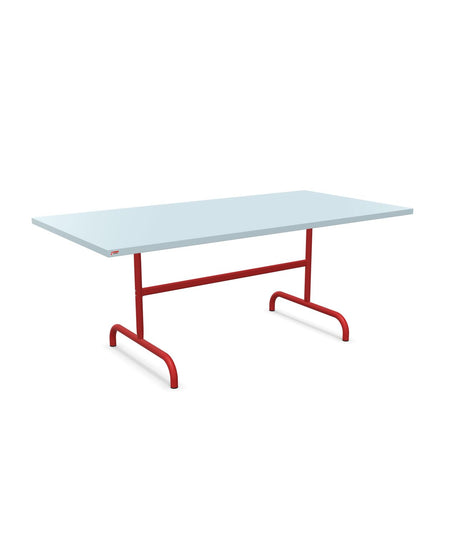 Schaffner Säntis Table repas rabattable 180x90cm Bleu Pastel 51 Rouge 30 
