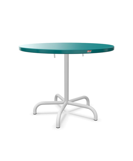 Schaffner Säntis Table repas rabattable Ø92cm Bleu Kali 56 Blanc 90 
