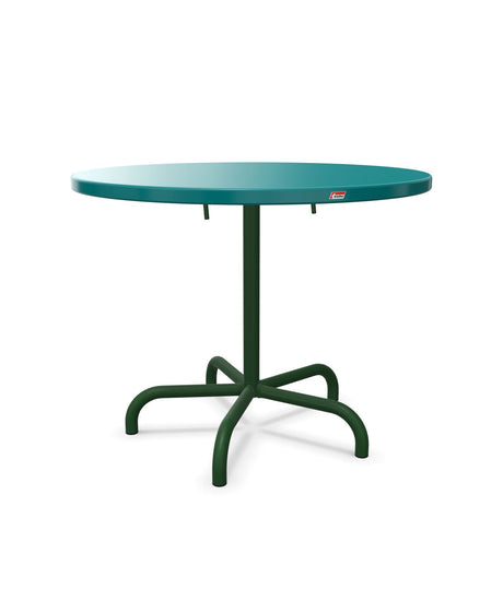 Schaffner Säntis Table repas rabattable Ø92cm Bleu Kali 56 Vert Sapin 66 