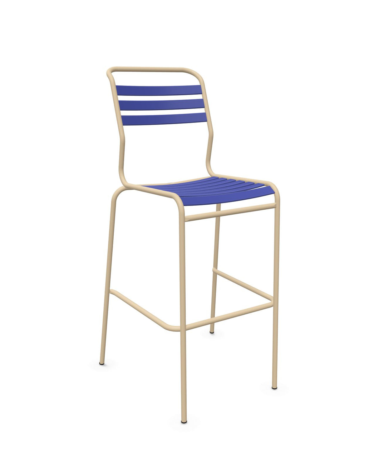 Schaffner Säntis Tabouret de bar à lattes Bleu 53 Marron Pastel 83 